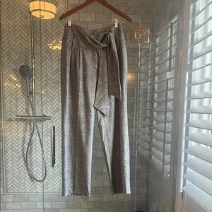 Herringbone Gray Women's Tie-Waist Pants